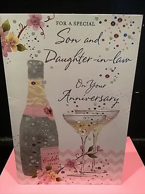 Son And Daughter In Law Wedding Anniversary Card Loving Verse  (9  X 6 ) Large • £3.99