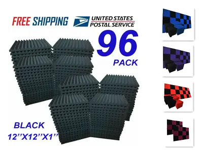 96 PACK 12 X 12 X1  Acoustic Foam Panel Wedge Studio Soundproof Wall Multicolor • $38.90