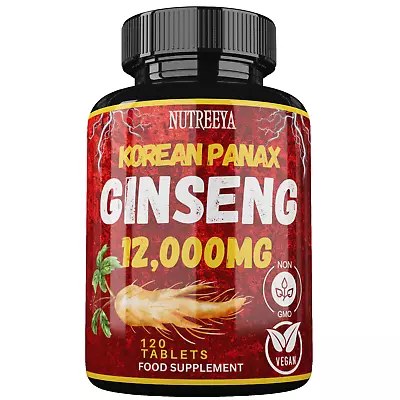 Korean Ginseng 12000mg Panax Ginseng Super Strength Amazing Value & Quality • £7.99