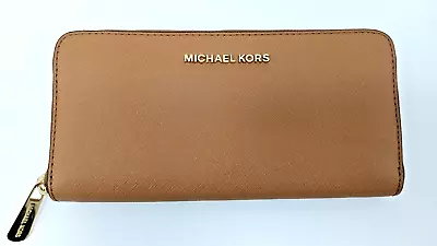 Michael Kors Jet Set Travel Za Continental Leather Wallet Color: Acorn NWT • $74.99
