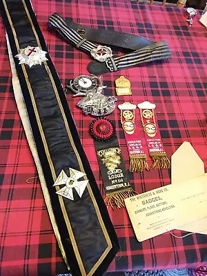 Masonic Freemasonry BPOE + Vintage Mixed Collection Sash Belt Pins Plaque + • $200