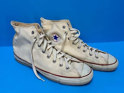 Vintage Converse All Star Chuck Taylor High Top Tennis Shoes White USA Men’s 13 • $60