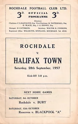 Rochdale V Halifax Town 28.09.1957 • £1.99