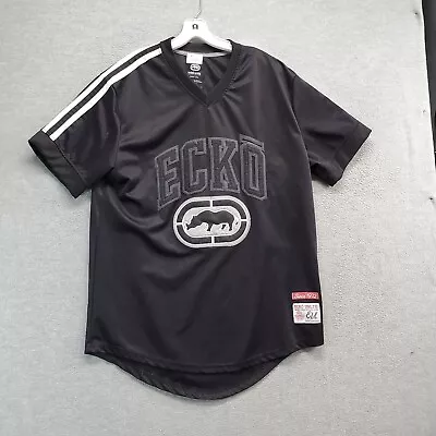 Ecko Unltd. Men Shirt Large Black Jersey Logo Embroidered Short Sleeve READ • $49.96
