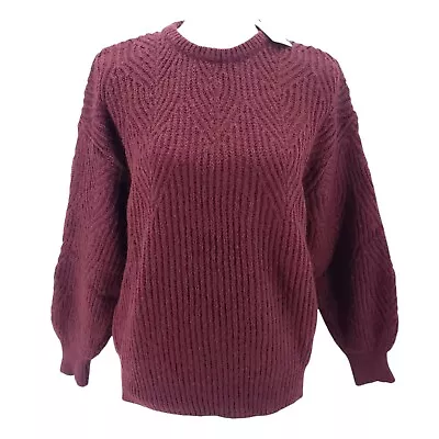 SPARKZ NWT Wool Mohair MADE IN ITALY Autumn Red Plum Sweater XS S M • $10.50