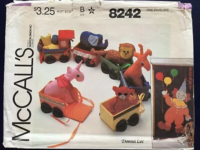 £9.97 • Buy McCall's 8242 CIRCUS TRAIN Soft Toy ANIMALS & CLOWN WALL HANGING Sewing Pattern