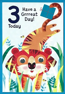 3rd Happy Birthday Greeting Card Boy's 3 Years Old Third Three Traditional Tiger • £2.35