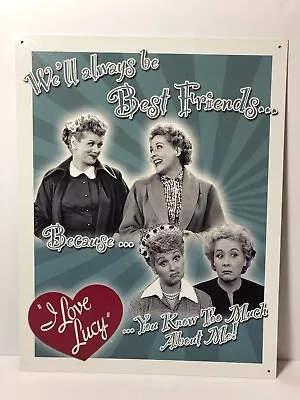 I Love Lucy Best Friends Tin Sign Lucy And Ethel Red Heart Wall Art Decor • $29