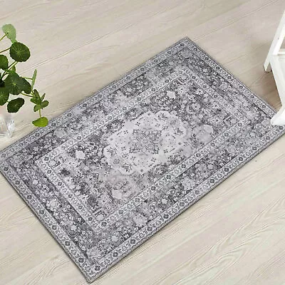 Extra Large Rugs Light Gray Distressed Allover Carpet Machine Washable Runner • $9