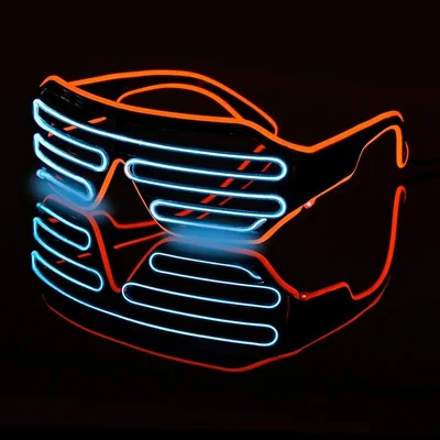$10.90 • Buy LED Light Up Flashing Shutter Neon Rave Glasses El Wire Luminous Sunglasses NEW