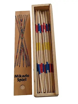 Mikado Spiel Wooden Pick Up Sticks Set Traditional Game With Wood Box Nice • $7