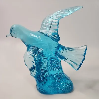 Mosser Art Glass Bird In Flight Signed Blue Figurine Statue 5 X 5 1/2 • $26.99