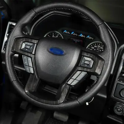 Molded Black Wood Grain Steering Wheel Bezel Trim Cover For 17-22 Ford F250 F350 • $69.99