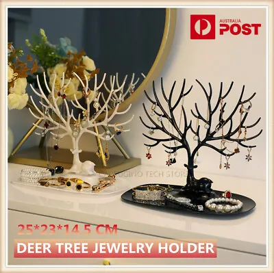 Necklace Ring Earring Deer Tree Stand Holder Show Rack Jewelry Display Organizer • $15.87