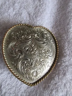 Montana Silversmith Heart Belt Buckle - Sterling Silver Plate - Made In USA • $30