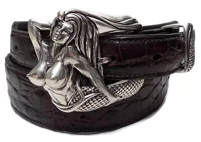 Al Beres 1” Beautiful Mermaid 3 Pc Belt Buckle Set .925 Sterling Silver #ab111s • $1215