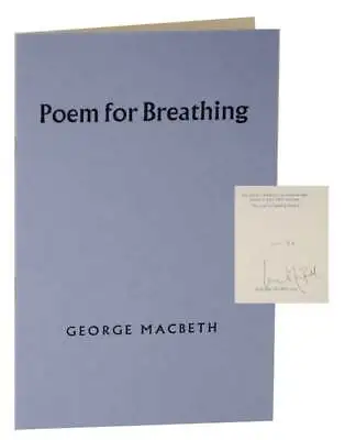 George MACBETH / POEM FOR BREATHING Signed Limited Edition 1st Edition #127626 • $23