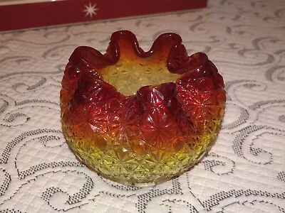 Amberina Glass Daisy & Button Bowl MINT LG Wright  • $28