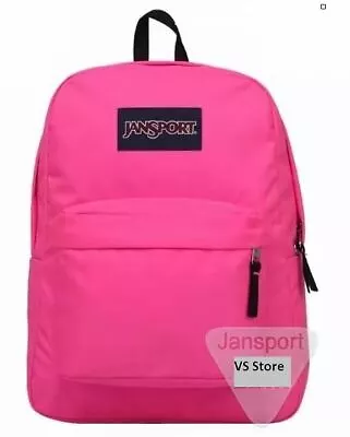 Jansport Superbreak WOMENS & GRILS Backpacks Rucksack - Fluorescent Pink • £19.90