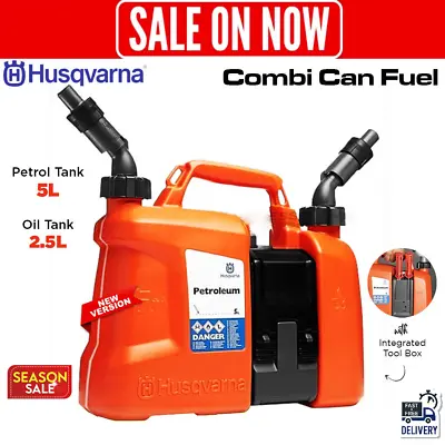 Husqvarna Combi Can Fuel Can Chainsaw Fuel  Chain Oil Refuel Carrier No Spill • $107.95