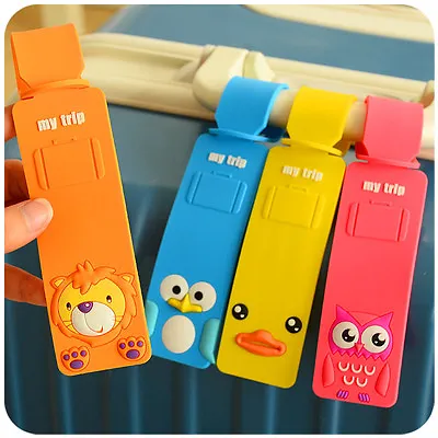 £1.77 • Buy Cute Animals Lion Penguin Panda Duck Luggage Tags Kids Holiday Suitcase Labels
