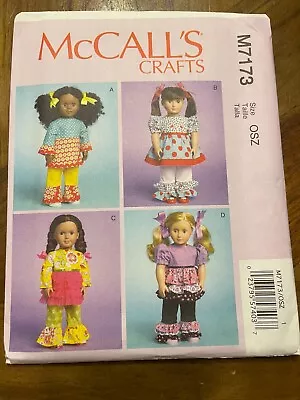 McCalls Craft Pattern M7173 ~ 18  DOLL CLOTHES ~ (4) Fun Outfits W/Flounce/Tiers • $3.75