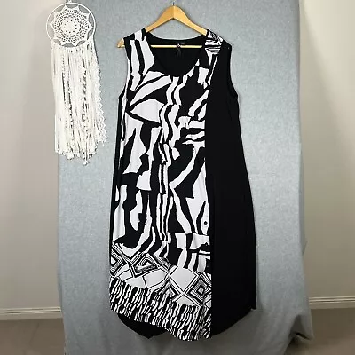 TS Taking Shape Maxi Dress Black White Sleeveless Casual Plus Size S 16 • $27.96