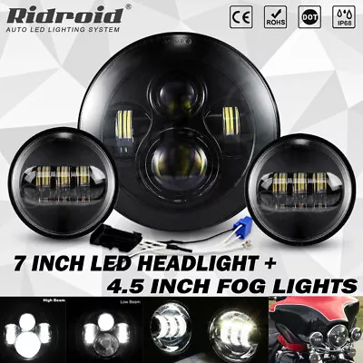 $60.99 • Buy 7  Inch LED Headlight +4.5  Passing Lights For Harley Davidson Touring Road King