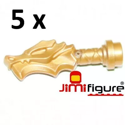 NEW 5 X LEGO Minifigure Weapon Sword Hilt Dragon Head Pearl Gold 36017 Genuine • $8.95