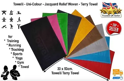 TOWELLI / Sports Gym TowelYoga/Outdoor/Running 100%Cotton Jacquard Uni-Color • £4.45