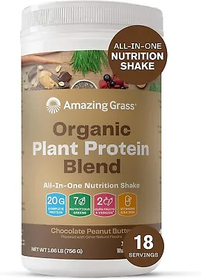 Amazing Grass Organic Plant Protein - Vegan -18 Serving- Chocolate Peanut Butter • $22.99