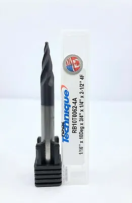 1/16  Carbide Endmill 4 Flute Ballnose 10 Degree Taper Per Side TiAlN  • $16.85