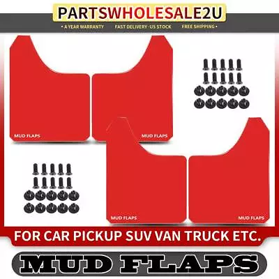 4x Front & Rear Universal Splash Guards Mud Flaps Red Fender With Hardware • $22.01