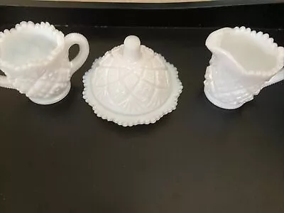 Childs Westmoreland Thumbelina White Milk Glass Sugar Creamer Cheese/ Butter • $29.99