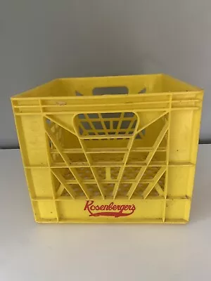 Vintage ROSENBERGERS DAIRY PLASTIC MILK CRATE Yellow W/ Red Print 13 X13  VG 1 • £14.24