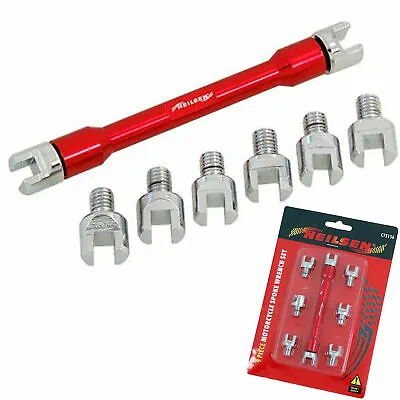 £9.45 • Buy 9pc Motorcycle Spoke Wrench Set Adjusts Tension Corrects Buckled Wheels