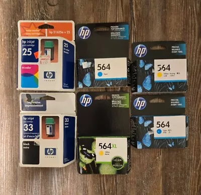 Lot Of 6 Hp Ink Cartridges 564 564XL 25 33 Expired Cyan Yellow Black Tri-Color • $25