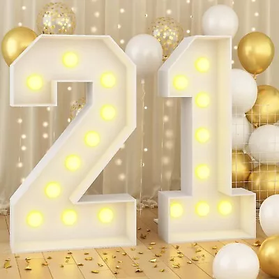 4ft Marquee Light Up Numbers 21 Large Numbers With Lights Bulbs White Mosaic ... • $110.98