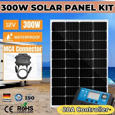 300W Solar Panel Kit 12V Mono Fixed Home Caravan Camping Power Battery Charging • $129.90