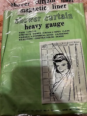 Vintage Violet Mills Lime Green Magnetic Shower Curtain Vinyl 70x71” NIP Read • $18.60