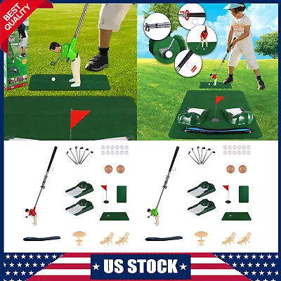 Mini Golf Game Kit Funny Mini Golfer Toy With Green Pad Putter Ball For Children • $10.99