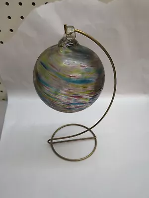 Vintage  Hand Blown Glass Multi Color Ornament 6” With Holder  • $29.99