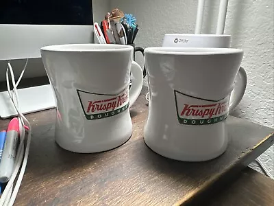 2 Krispy Kreme Doughnuts Heavy Duty Ivory Coffee Mugs~ Raised Logo • $12.99