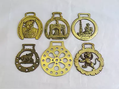 Assorted Brass Horse Medallions / Antique / Lot Of 6 / JAMAICA INN / LION / ETC. • $10.78