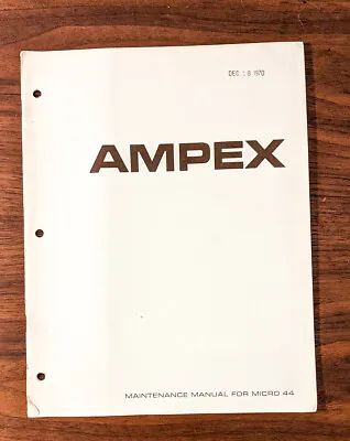 Ampex Micro 44 Tape Recorder Service Manual *Original* • $14.97