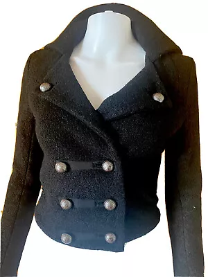 Tigerlily Womens Jacket Size 6 Black Wool Mix Military Long Sleeve Collared • $39.90