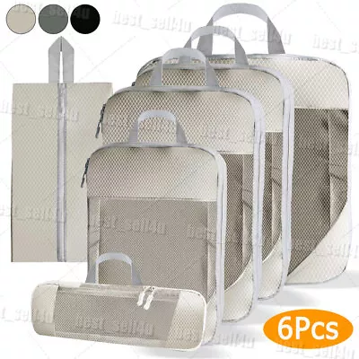 6Pcs Compression Packing Cubes Expandable Storage Travel Luggage Bags Organizer • $10.99