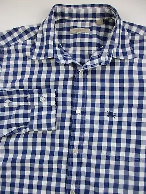 Mens Medium Burberry Brit LS Blue Gingham Check Plaid Button Shrit • $70