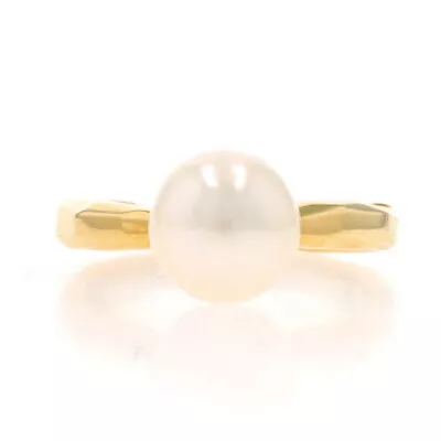 Mimi So Cultured Freshwater Pearl Solitaire Ring - Yellow Gold 18k • $1079.99