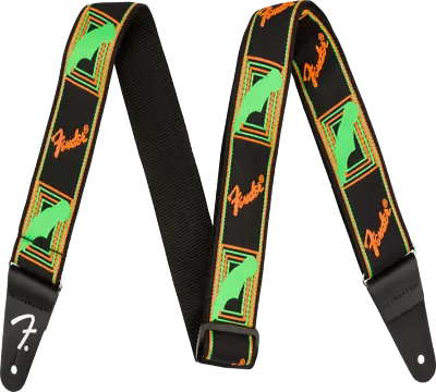 Genuine Fender Neon Monogrammed Guitar Strap Green And Orange 2  Wide • $16.89